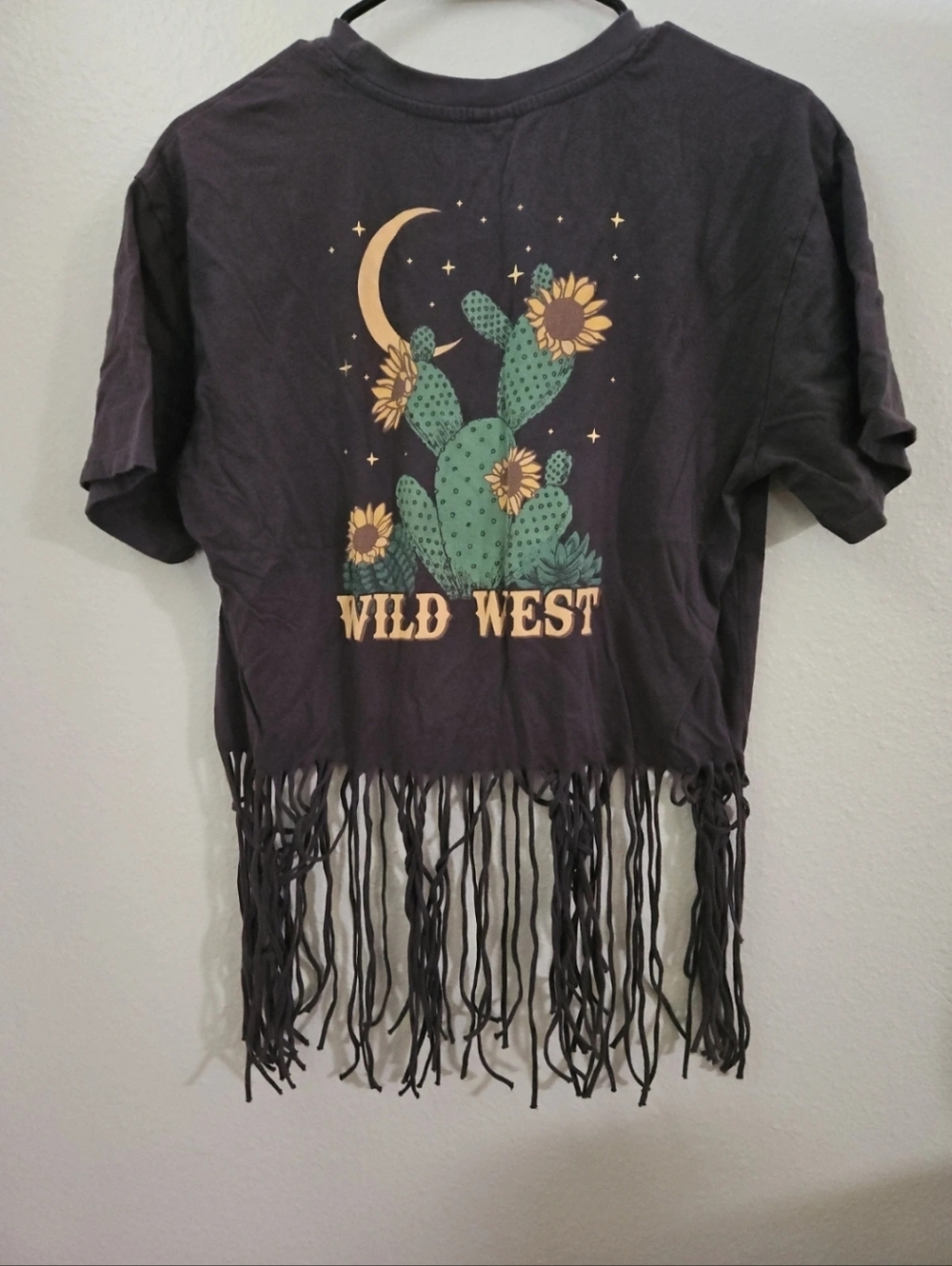 Wild West Celestial Cactus Fringe Tee L